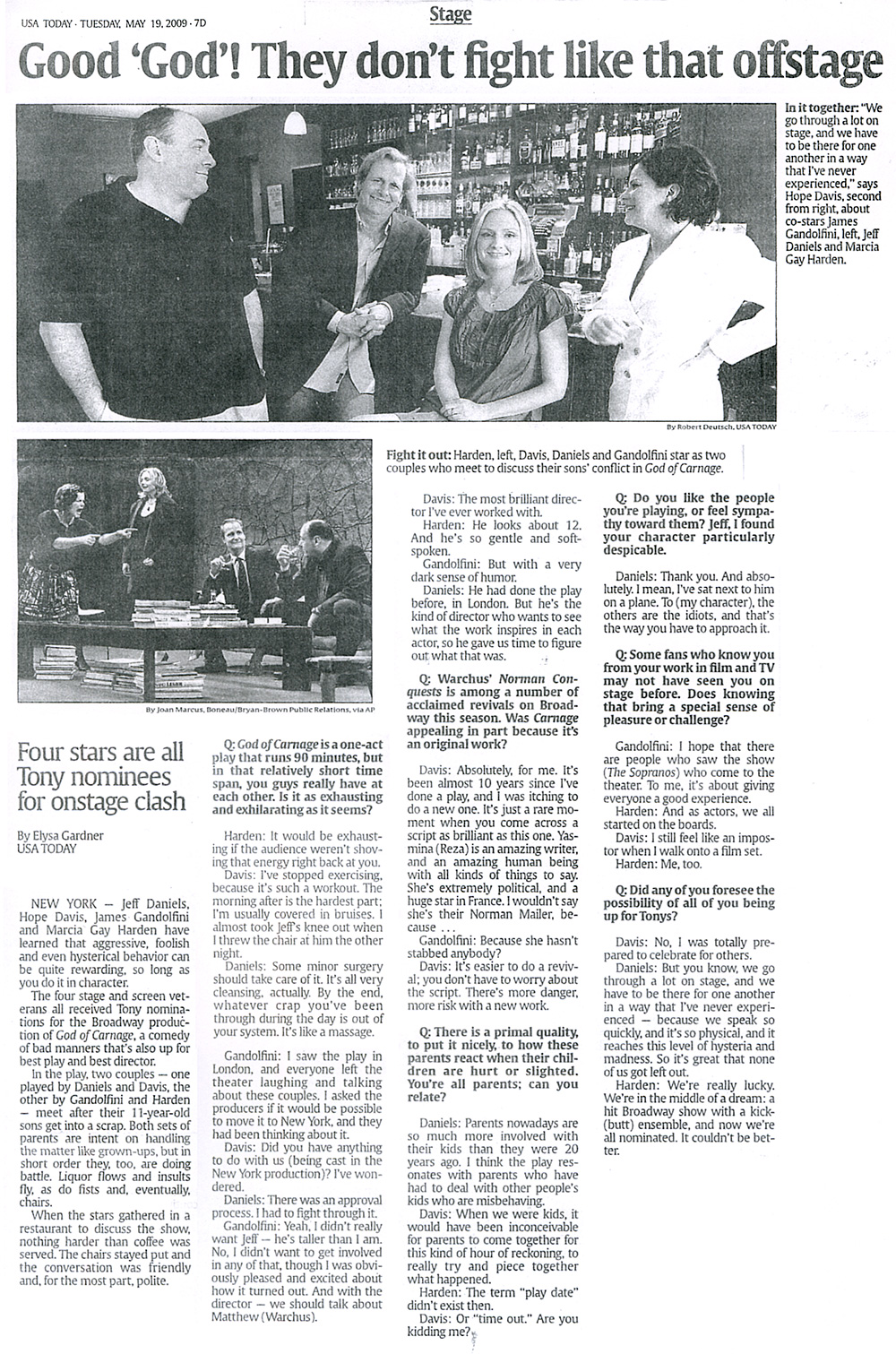 Marcia Gay Harden - Press - 'God of Carnage